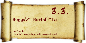 Bogyó Borbála névjegykártya